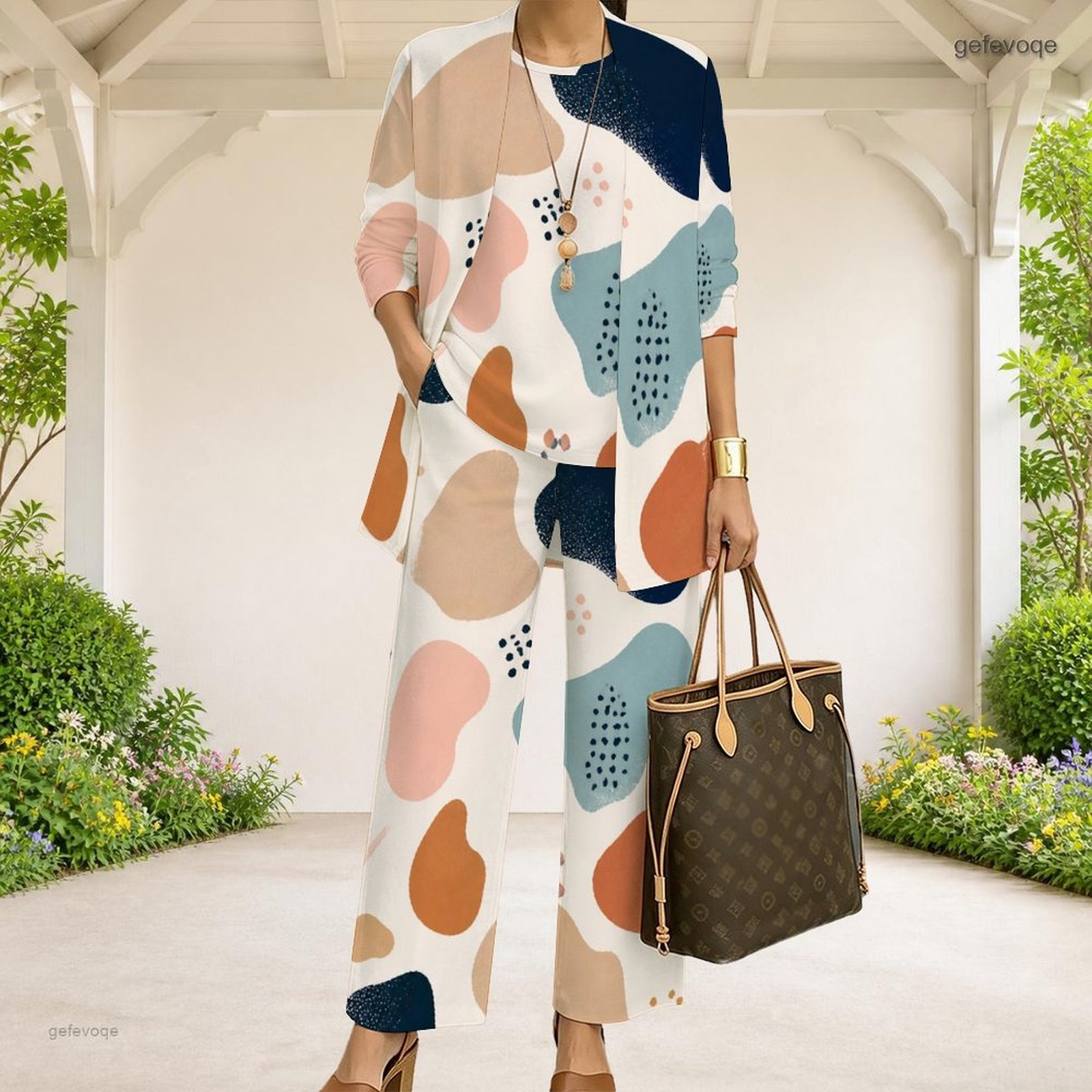 Matcha - Women Abstract Printed Three Piece Pants