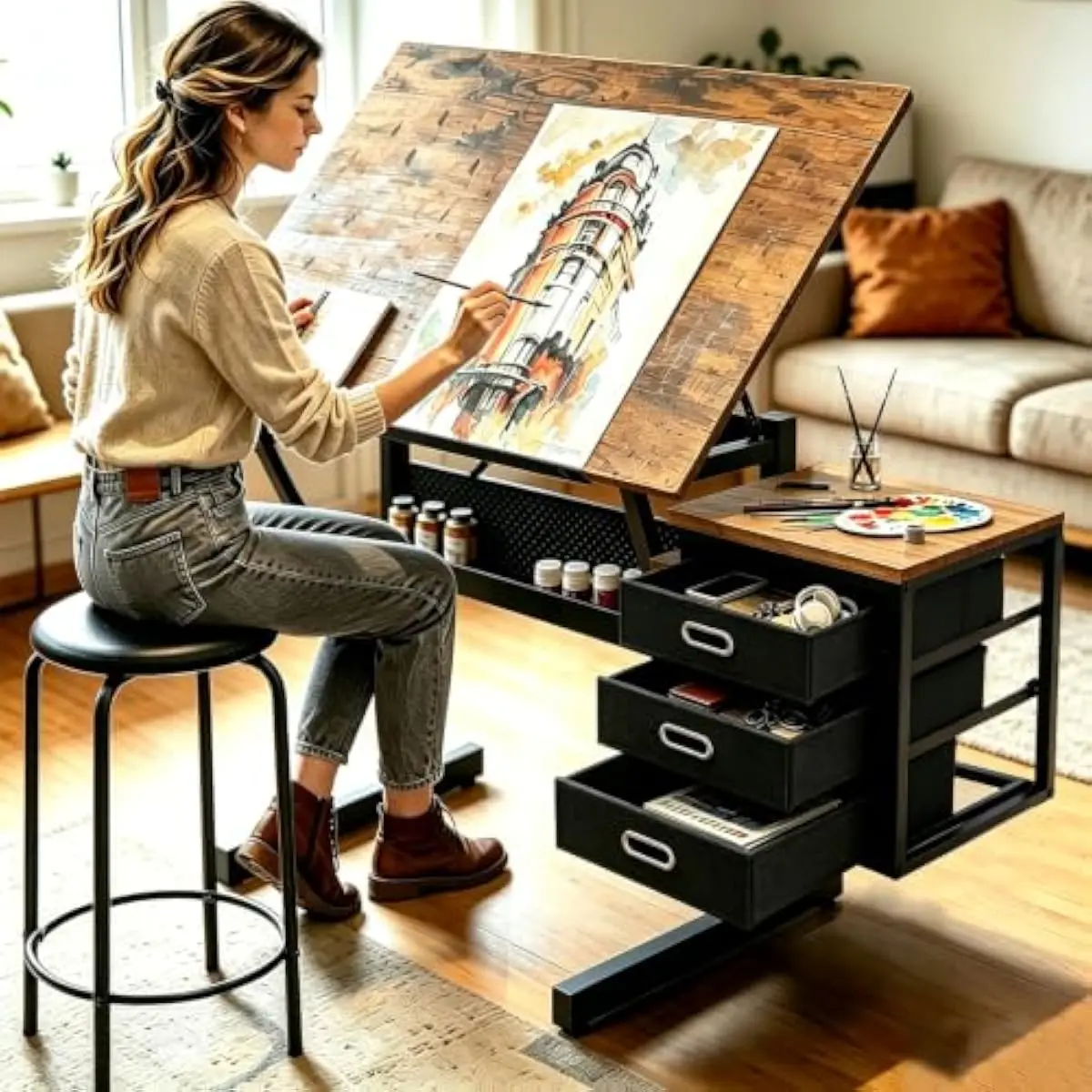 Drafting Desk with Adjustable  - đánh giá và giá Matcha