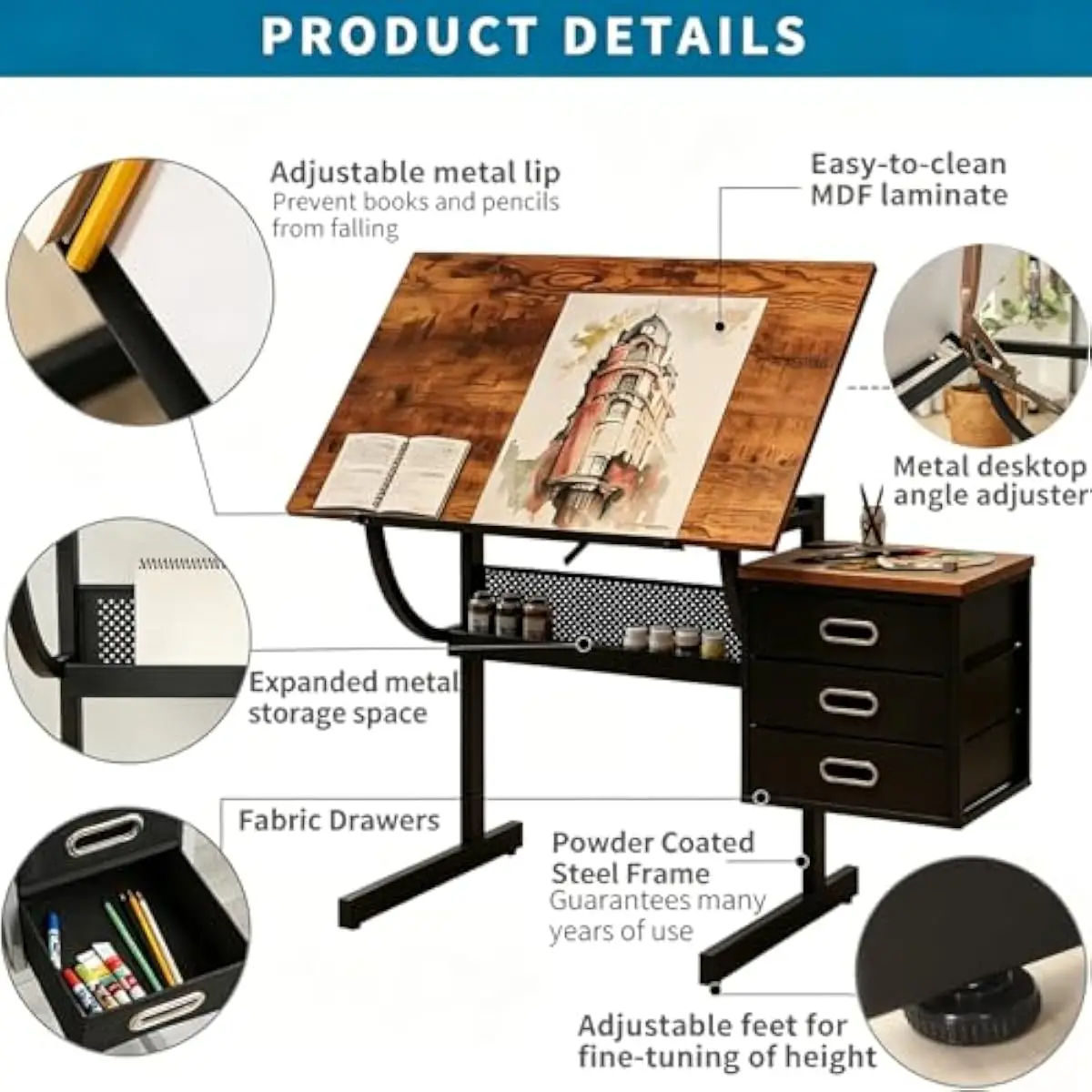 Drafting Desk with Adjustable  - đánh giá và giá Matcha