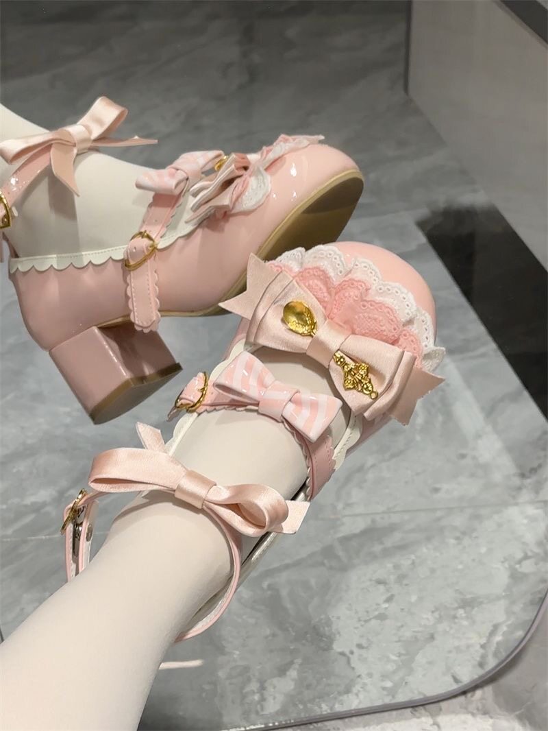 Kawaii Lolita Shoes With Heart - đánh giá và giá Japanese Tea