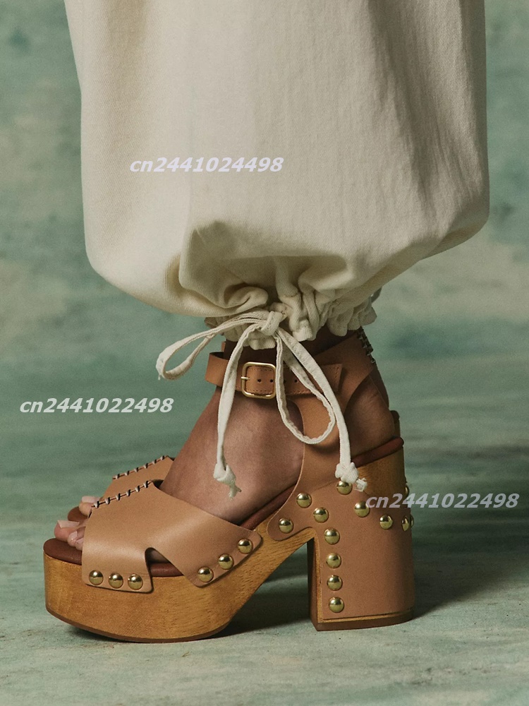 Women Chunky Block Wooden Heel - đánh giá và giá Geta Wooden Sandal